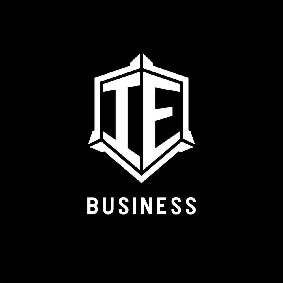 IE logo initial with shield shape design style vector