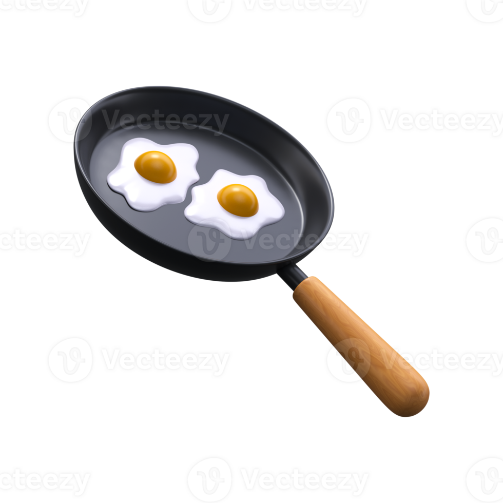 fräsning panorera med friterad ägg. matlagning krypterade ägg. 3d ikon. png