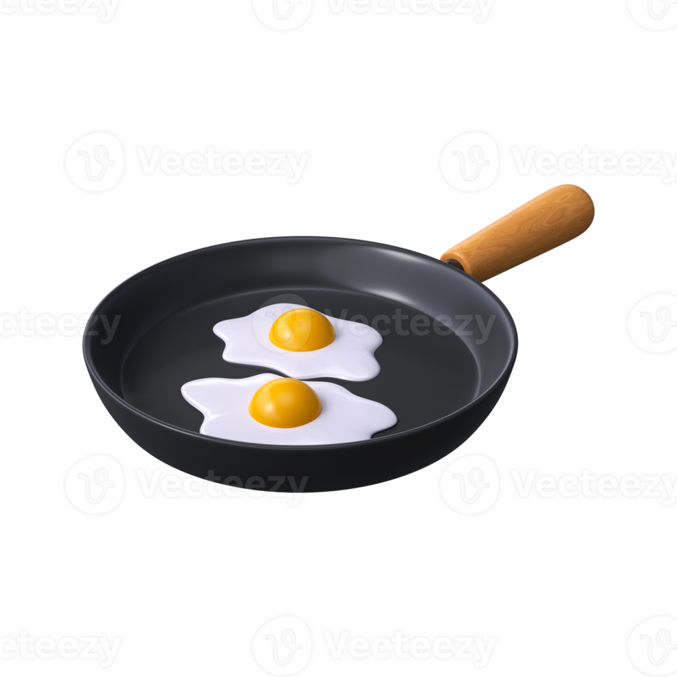 Healthy breakfast 3d boiled eggs in a frying pan png