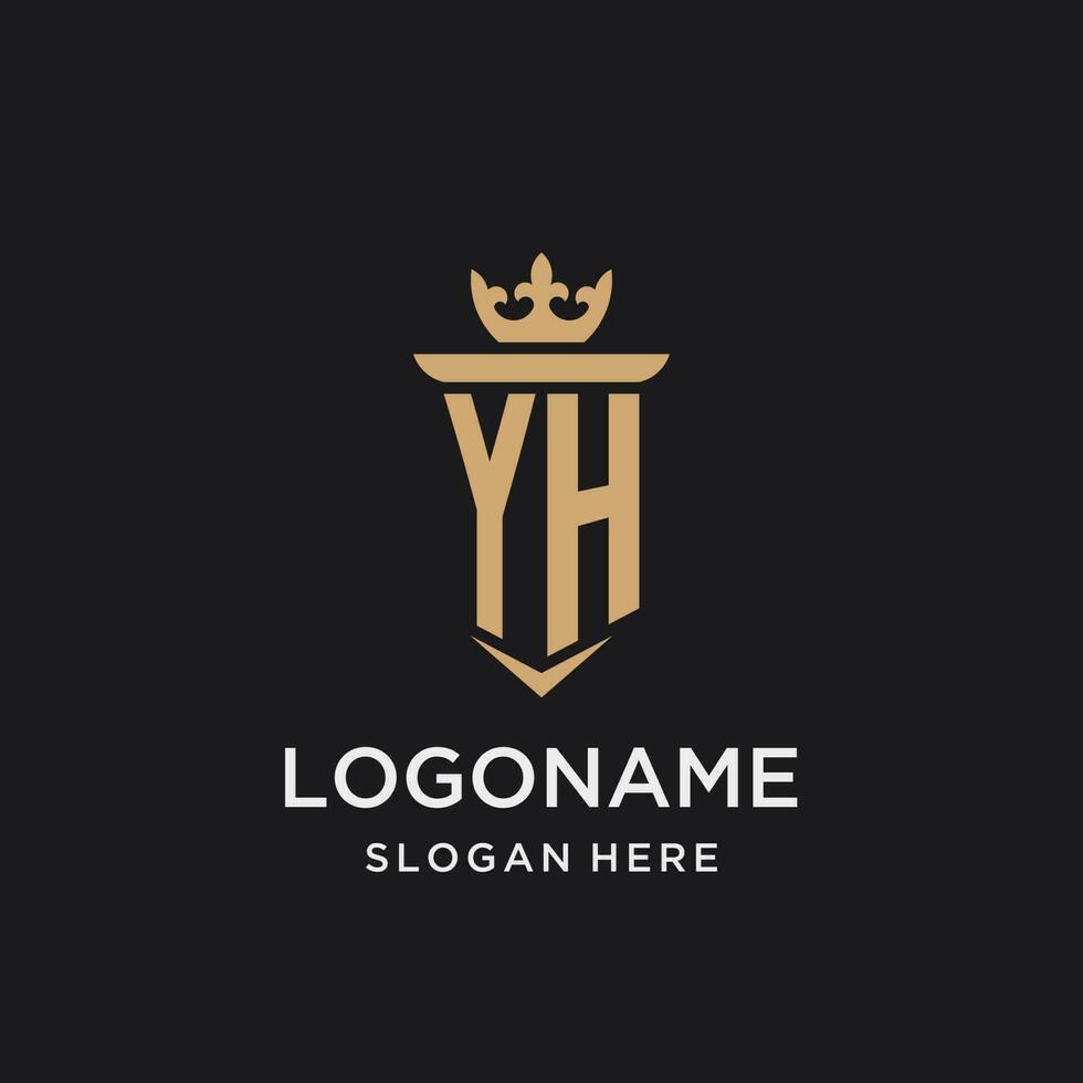 YH monogram with medieval style, luxury and elegant initial logo design vector