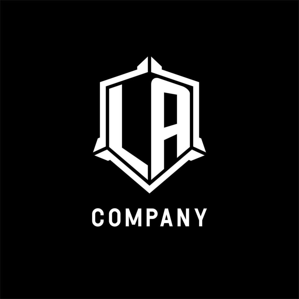 LA logo initial with shield shape design style vector
