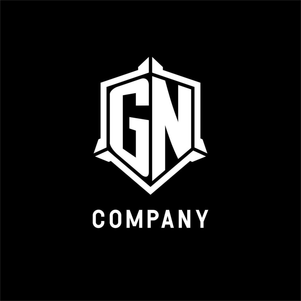 GN logo initial with shield shape design style vector