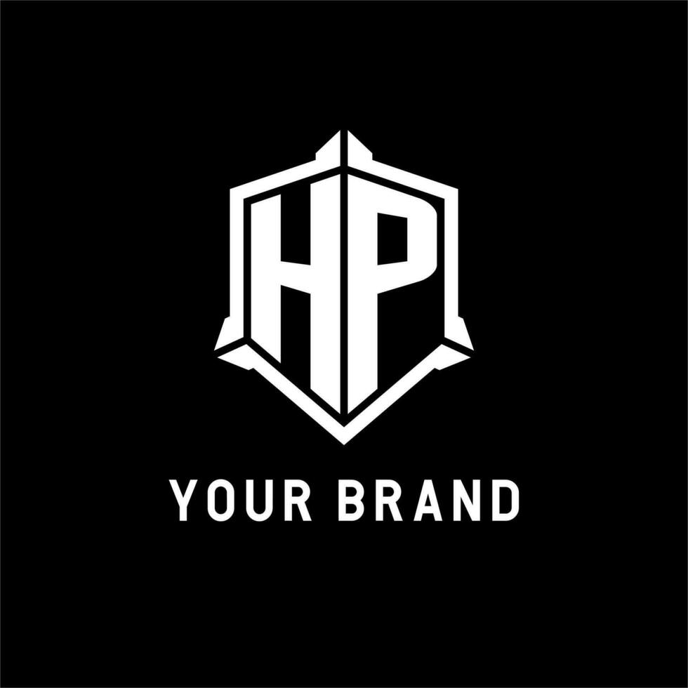 HP logo initial with shield shape design style vector
