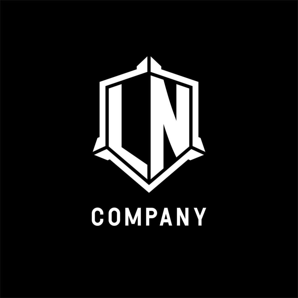LN logo initial with shield shape design style vector