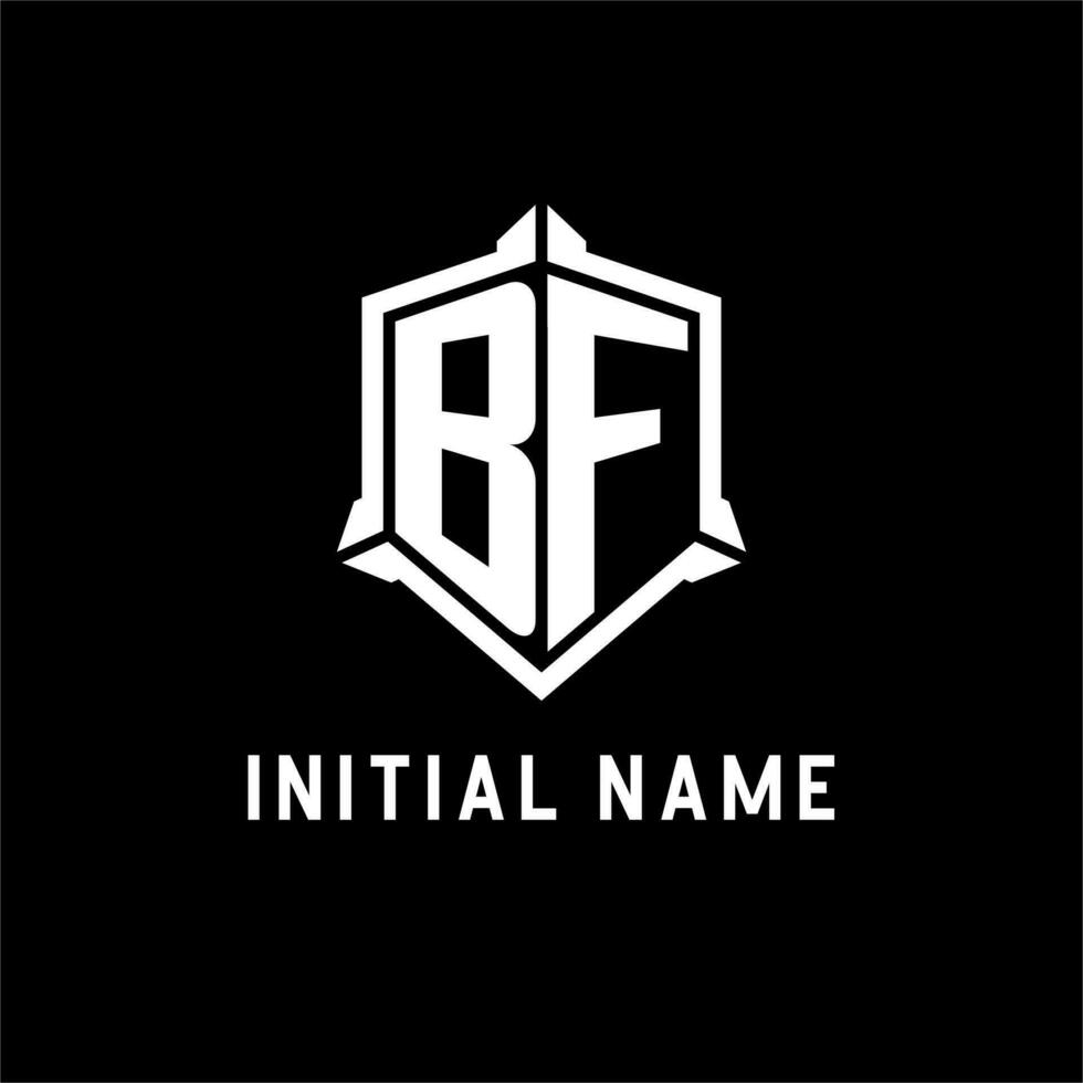 BF logo initial with shield shape design style vector
