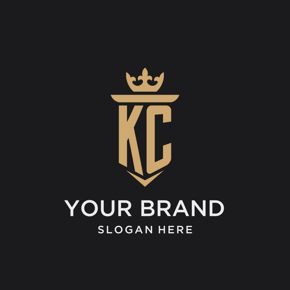 KC monogram with medieval style, luxury and elegant initial logo design vector