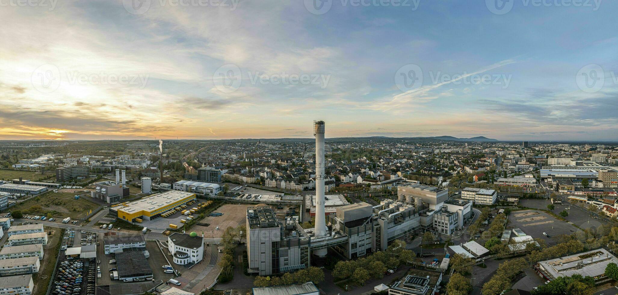 Drone panorama of the Hessian university city Darmstadt in Germany photo