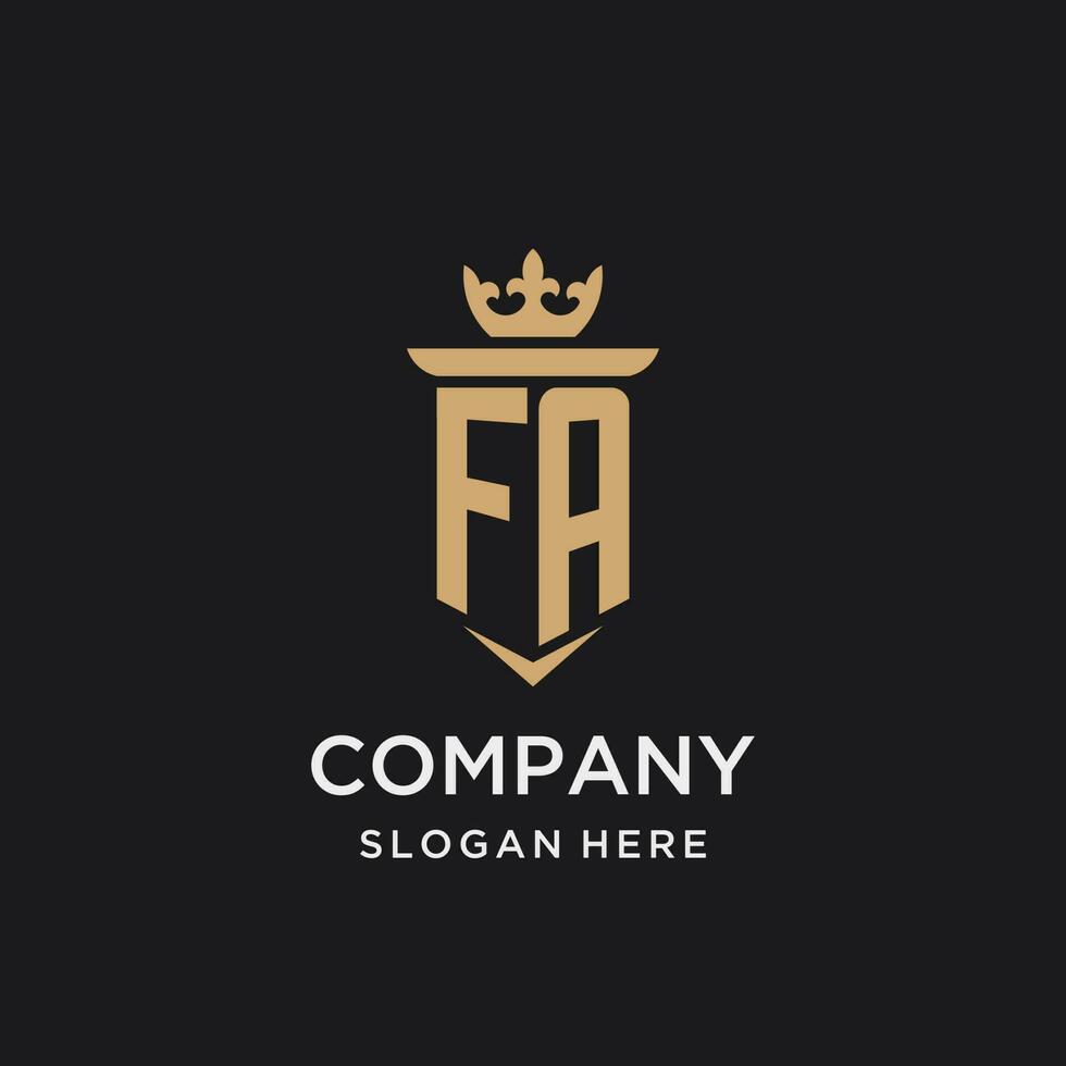 FA monogram with medieval style, luxury and elegant initial logo design vector