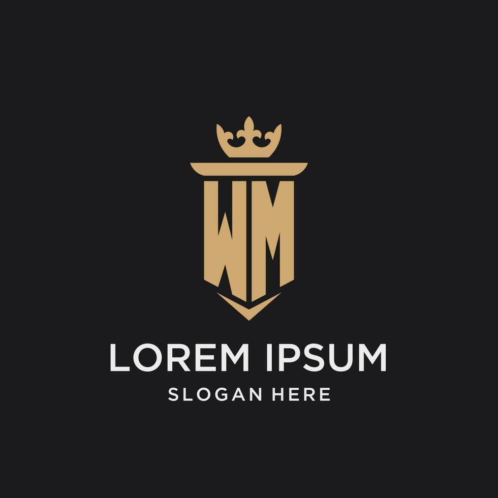 WM monogram with medieval style, luxury and elegant initial logo design vector