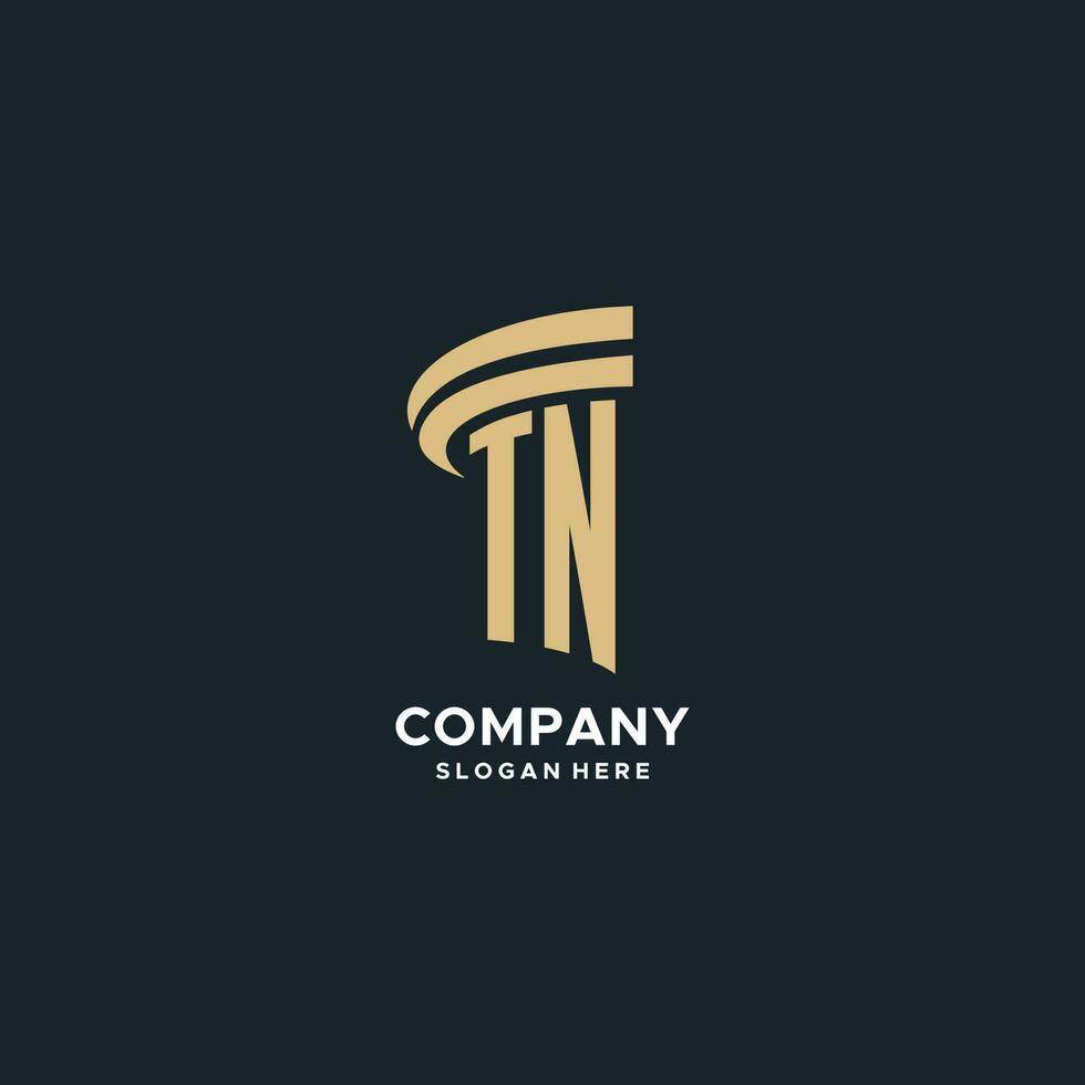 TN monogram with pillar icon design, luxury and modern legal logo design ideas vector