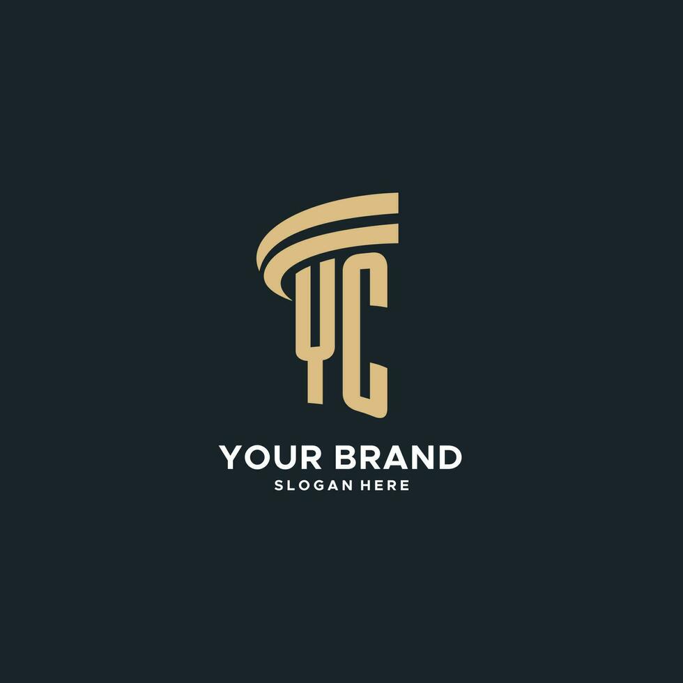 YC monogram with pillar icon design, luxury and modern legal logo design ideas vector