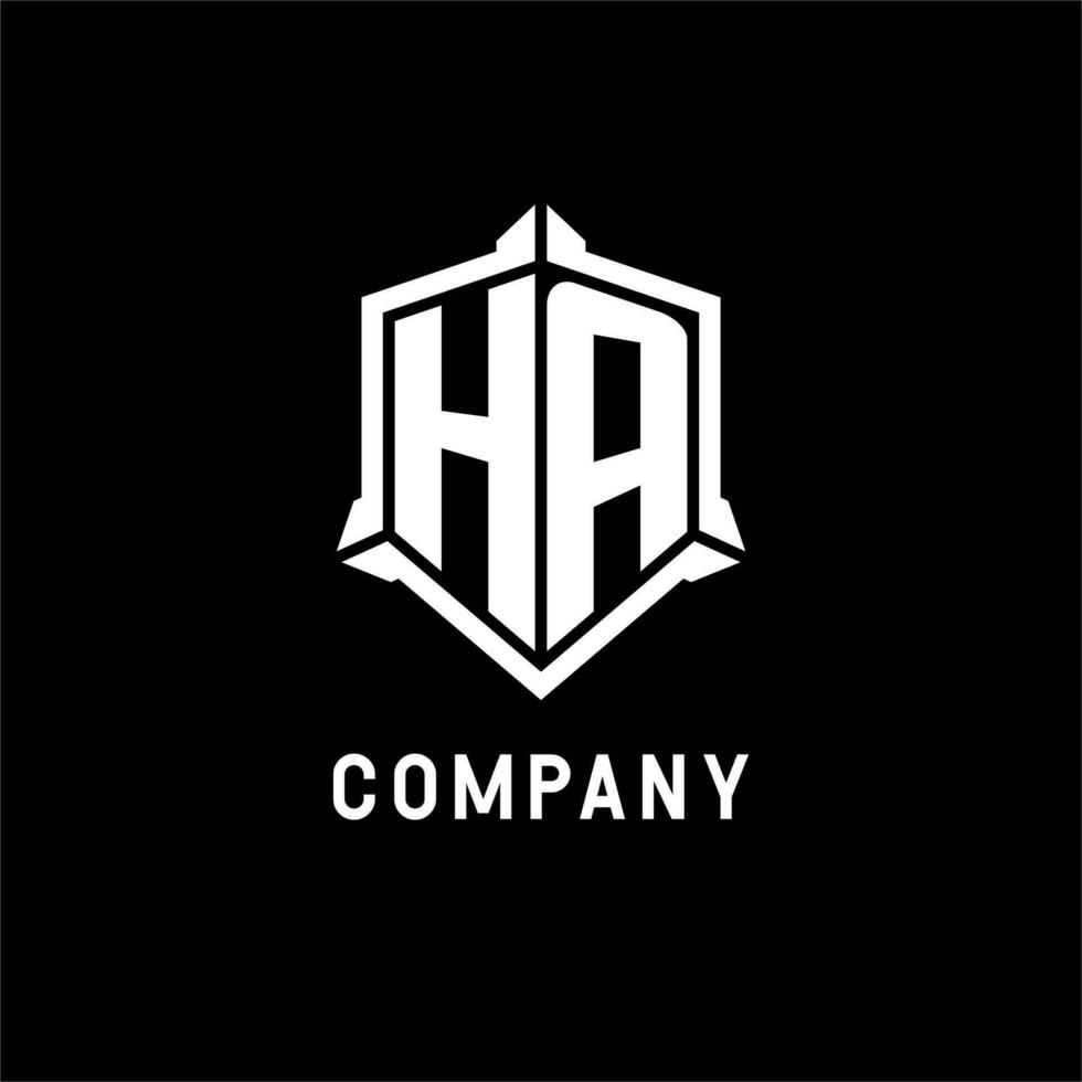 HA logo initial with shield shape design style vector
