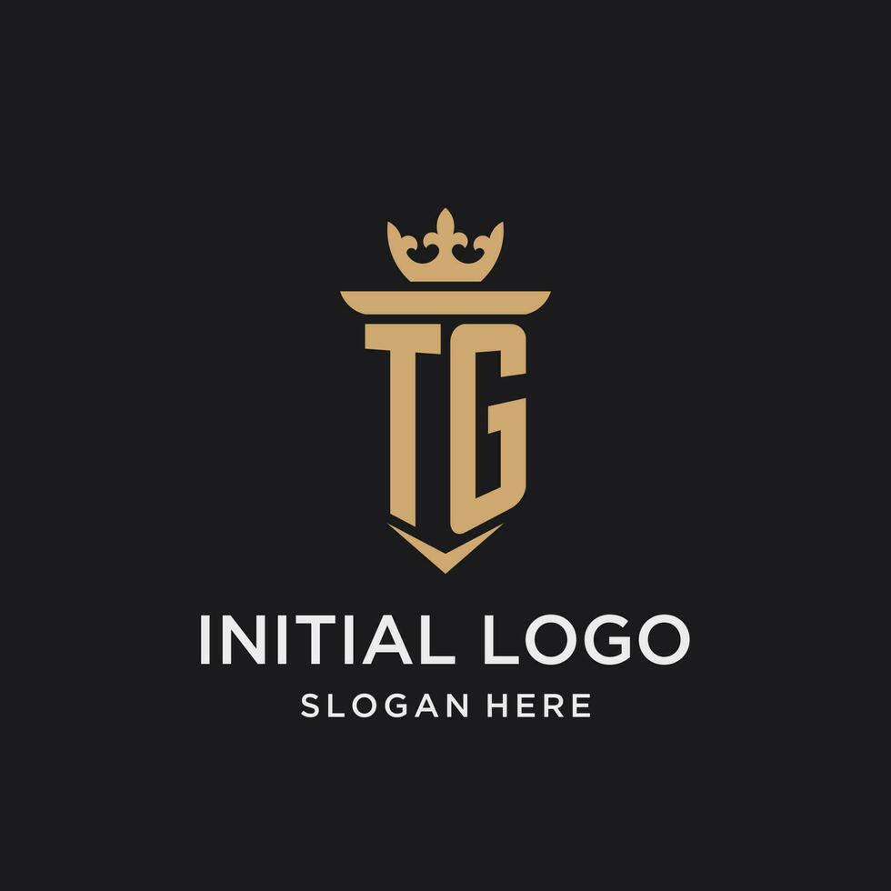 TG monogram with medieval style, luxury and elegant initial logo design vector