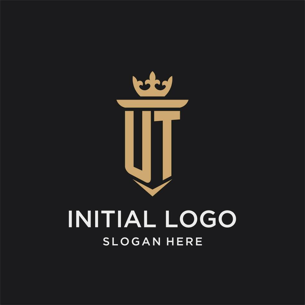 Utah monograma con medieval estilo, lujo y elegante inicial logo diseño vector