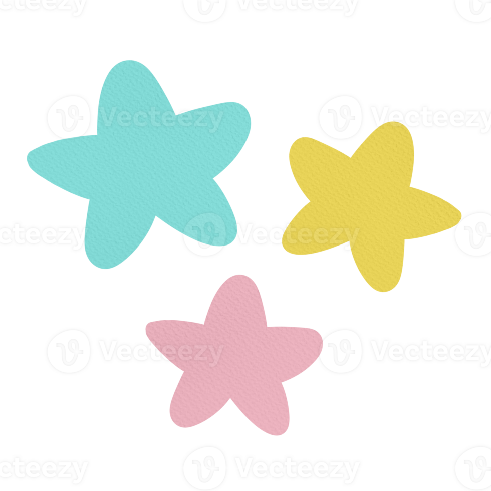Cute colorful stars element png