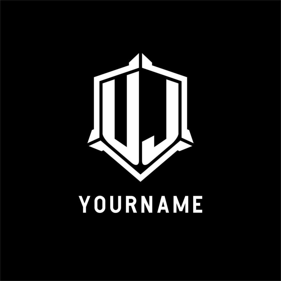 UJ logo initial with shield shape design style vector
