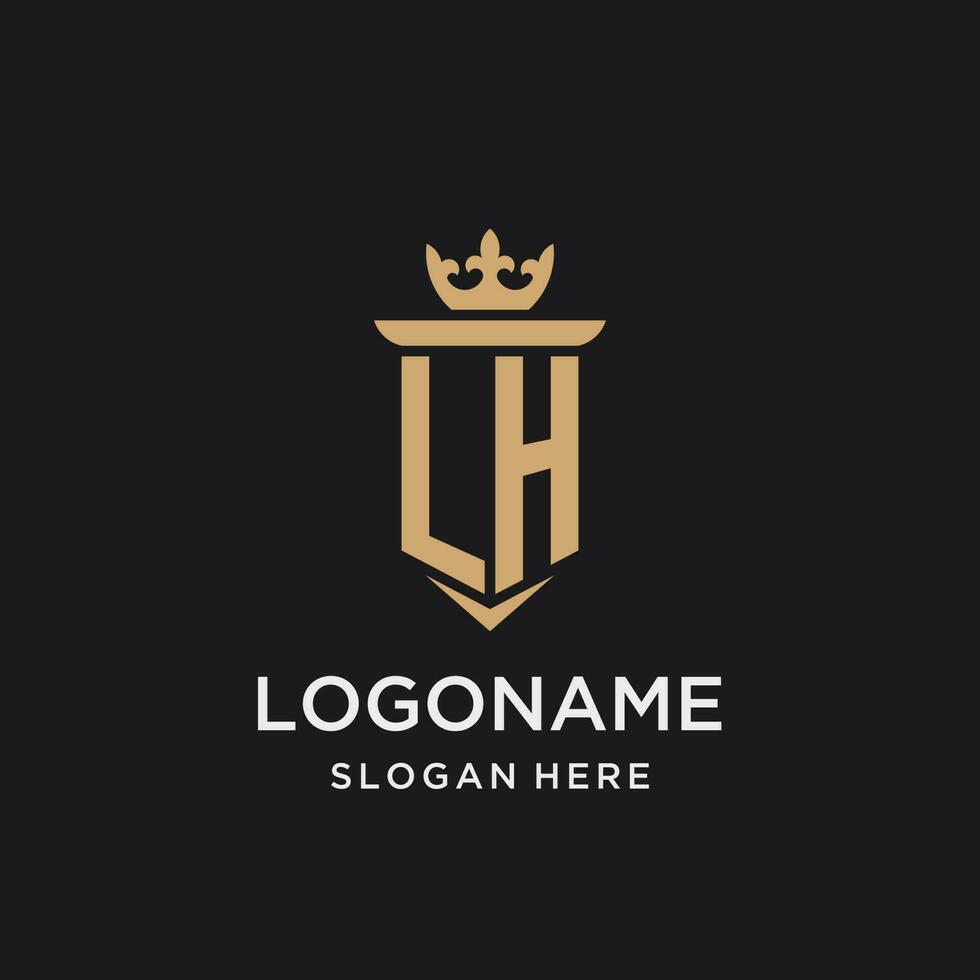 lh monograma con medieval estilo, lujo y elegante inicial logo diseño vector