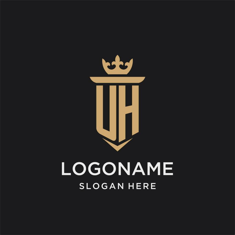 UH monogram with medieval style, luxury and elegant initial logo design vector