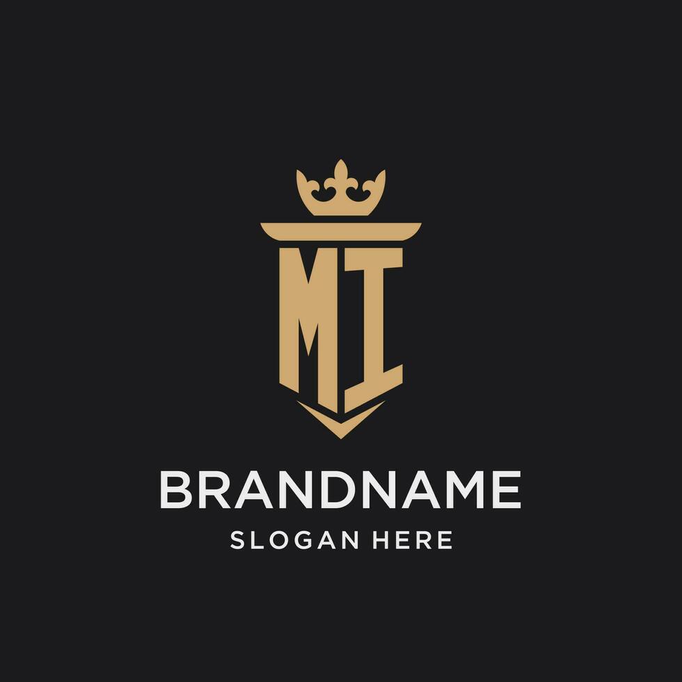 MI monogram with medieval style, luxury and elegant initial logo design vector