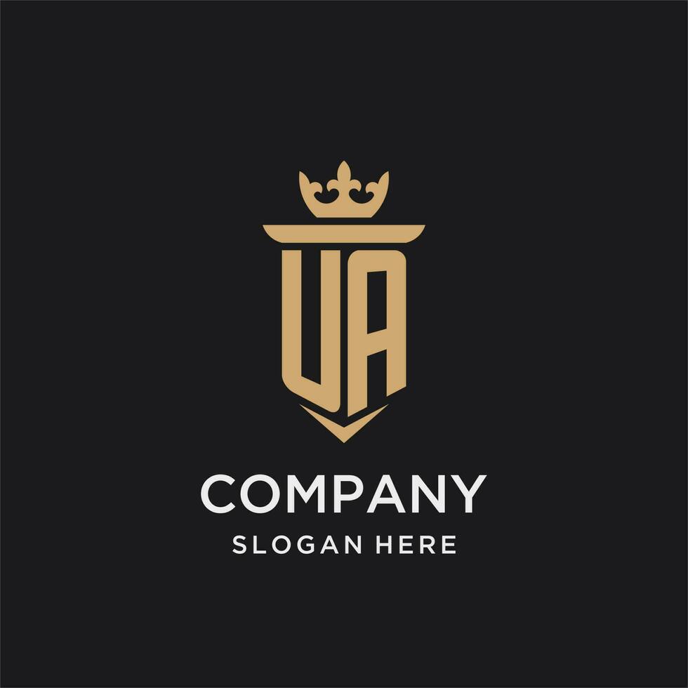 UA monogram with medieval style, luxury and elegant initial logo design vector