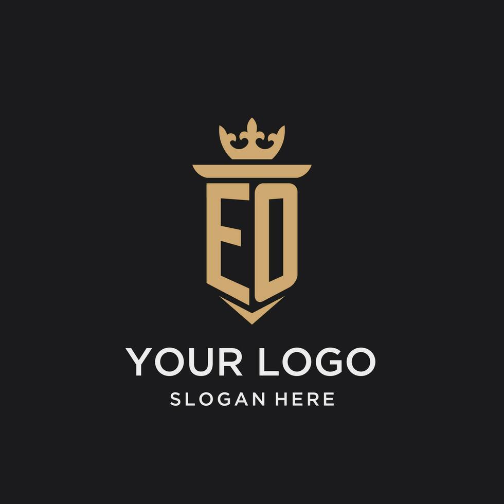 EO monogram with medieval style, luxury and elegant initial logo design vector