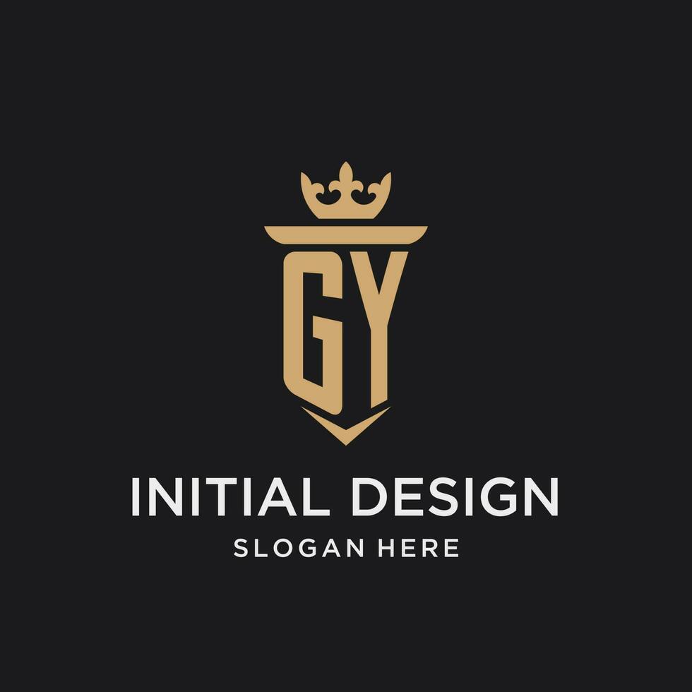 gy monograma con medieval estilo, lujo y elegante inicial logo diseño vector