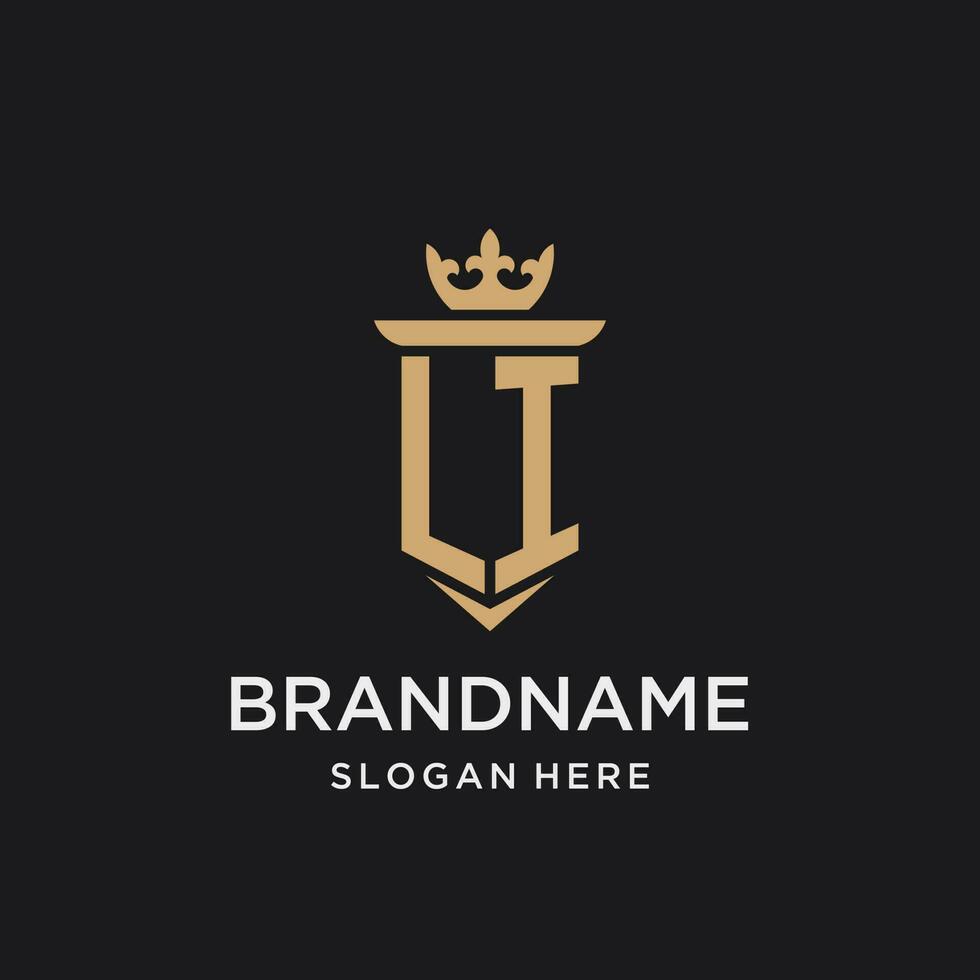 LI monogram with medieval style, luxury and elegant initial logo design vector