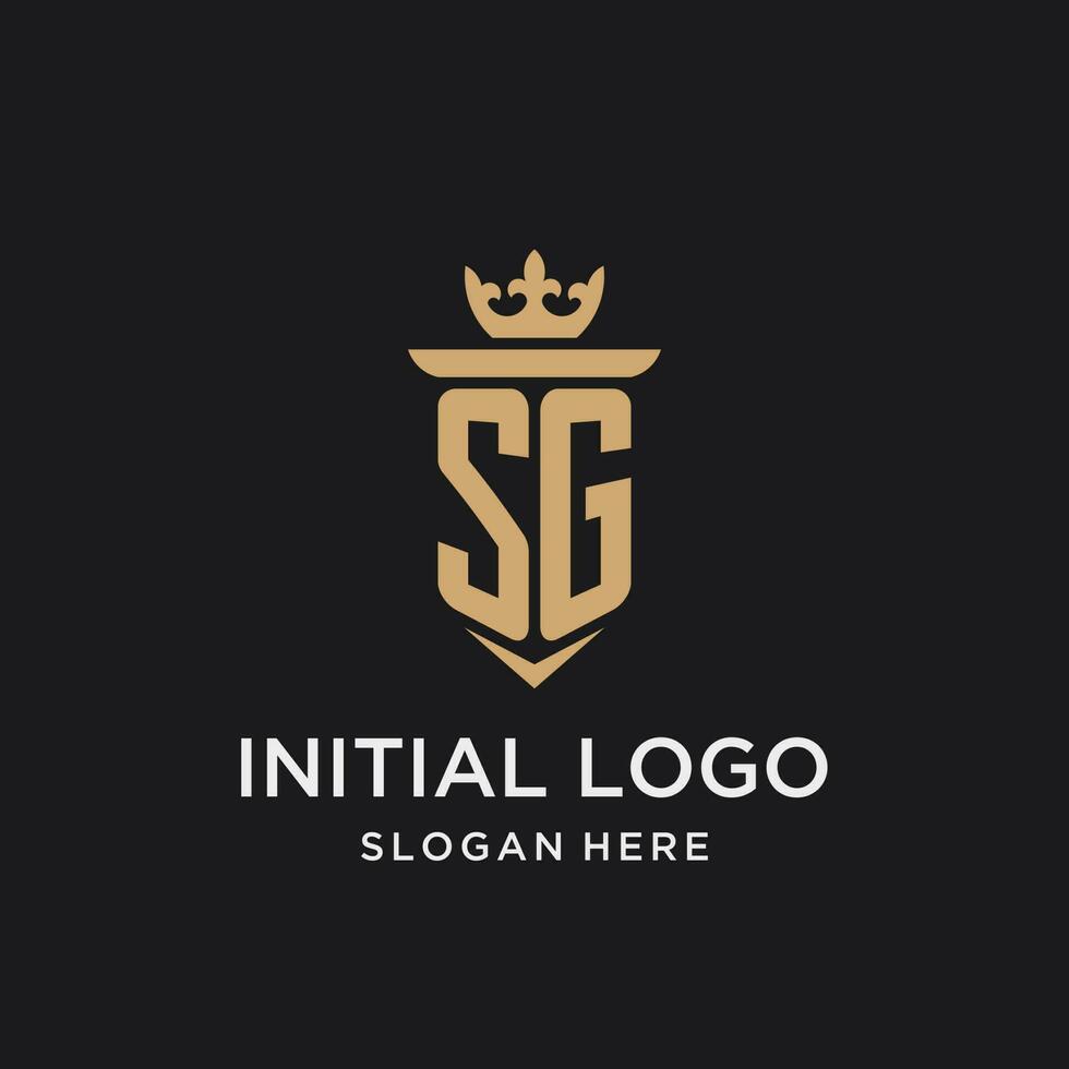 SG monogram with medieval style, luxury and elegant initial logo design vector