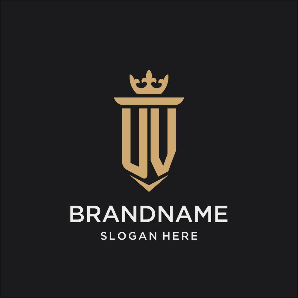 UV monogram with medieval style, luxury and elegant initial logo design vector