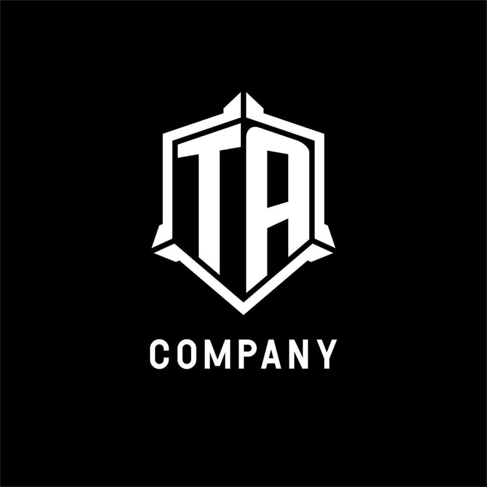 TA logo initial with shield shape design style vector