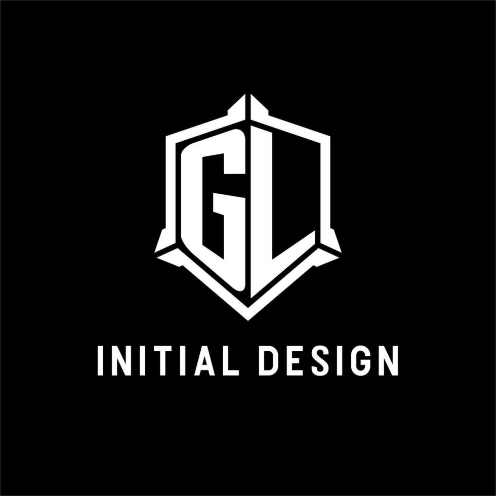 GL logo initial with shield shape design style vector