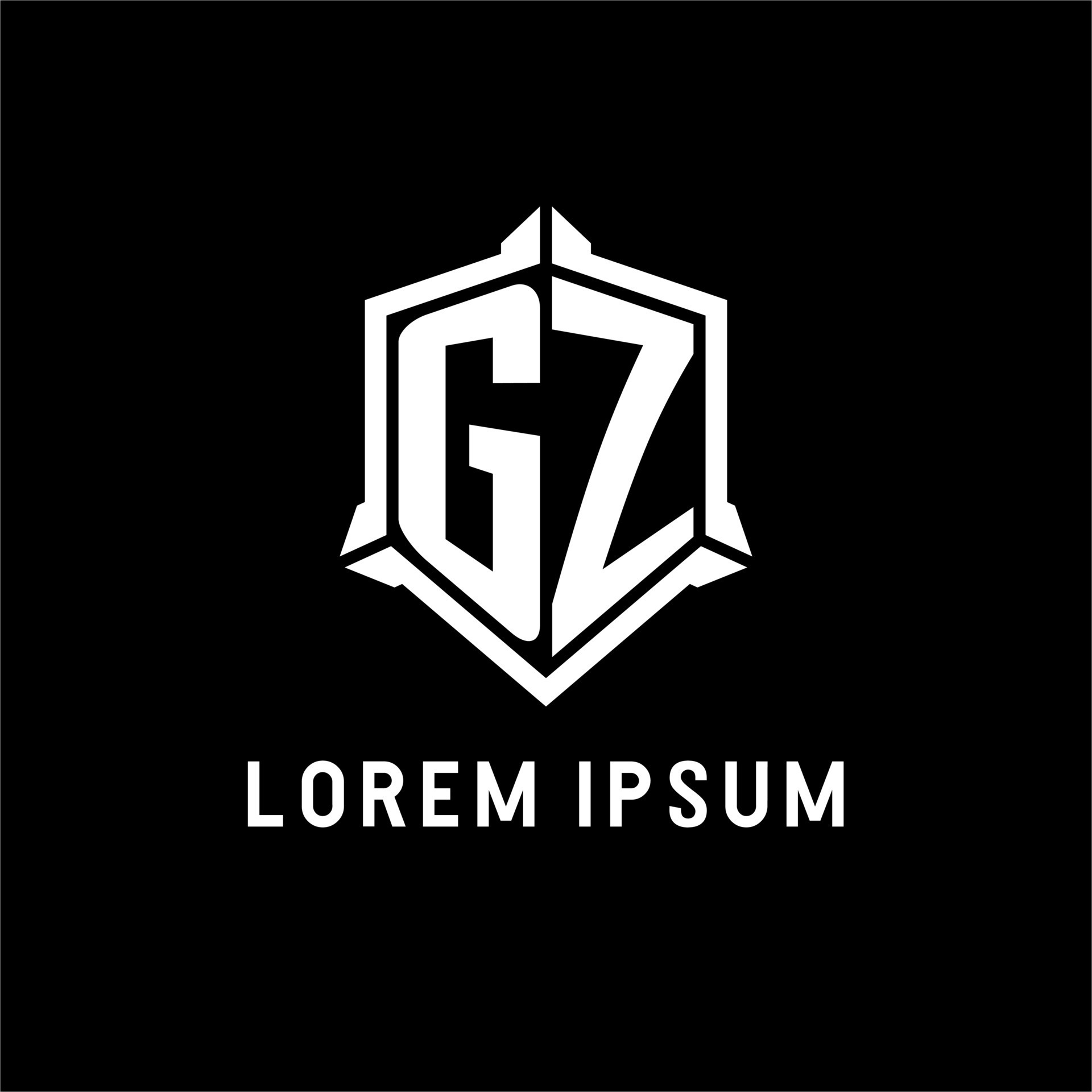 GZ logo initial with shield shape design style 24300665 Vector Art at ...