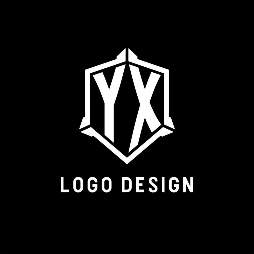 YX logo initial with shield shape design style vector