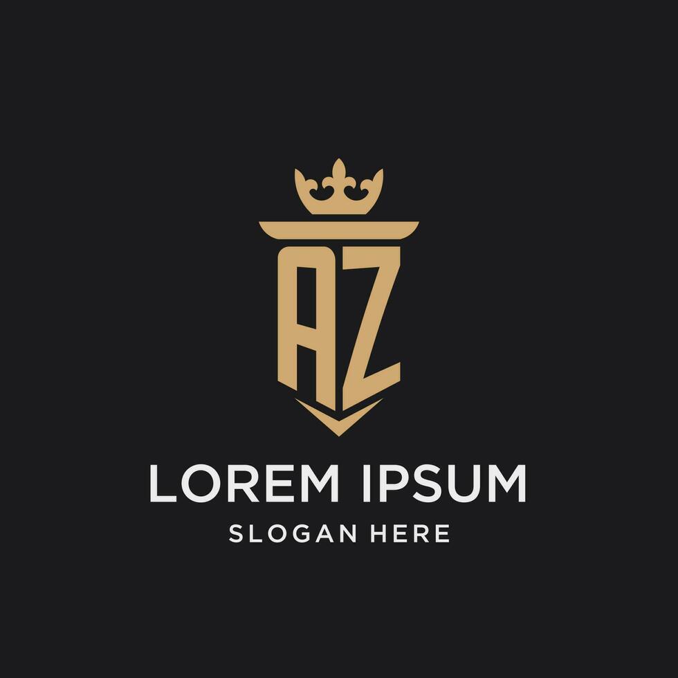 AZ monogram with medieval style, luxury and elegant initial logo design vector