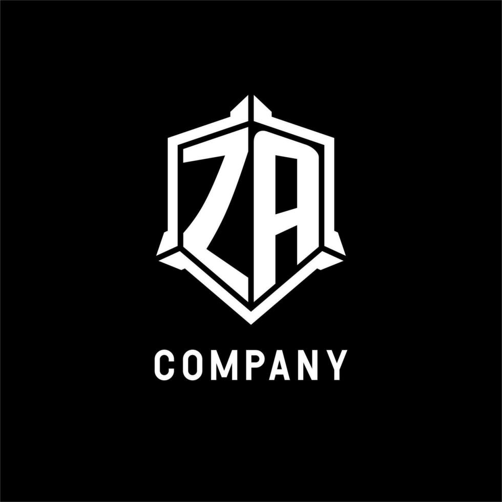 ZA logo initial with shield shape design style vector