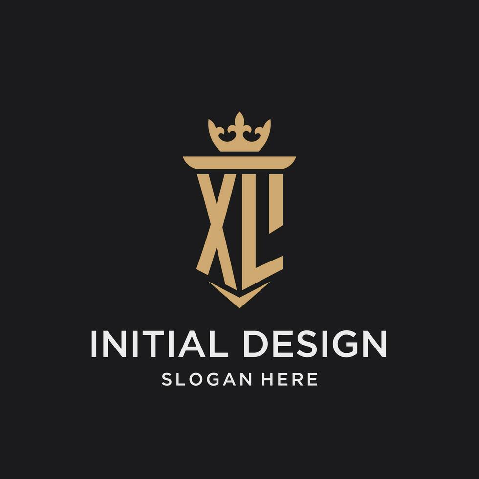 XL monogram with medieval style, luxury and elegant initial logo design vector