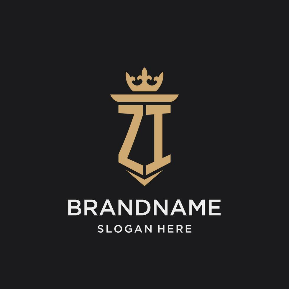 ZI monogram with medieval style, luxury and elegant initial logo design vector