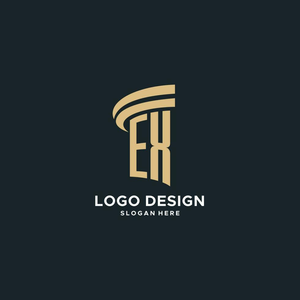 EX monogram with pillar icon design, luxury and modern legal logo design ideas vector