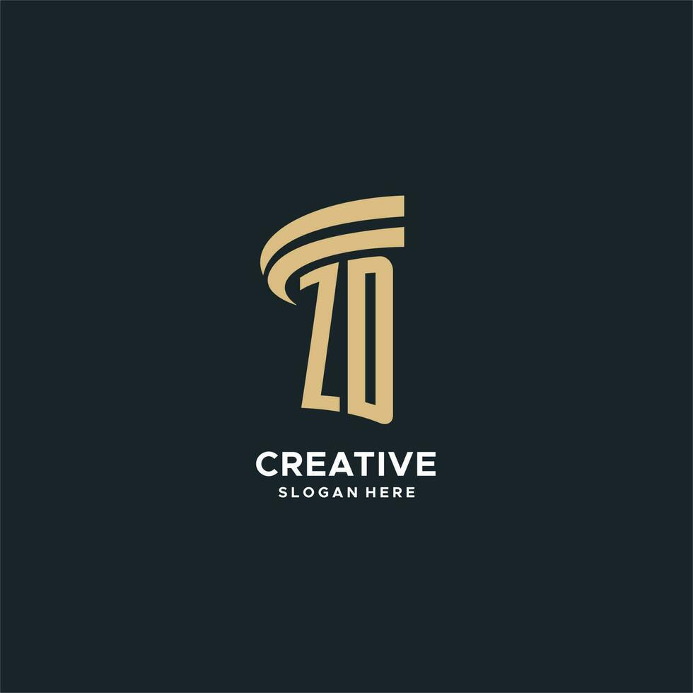 ZD monogram with pillar icon design, luxury and modern legal logo design ideas vector