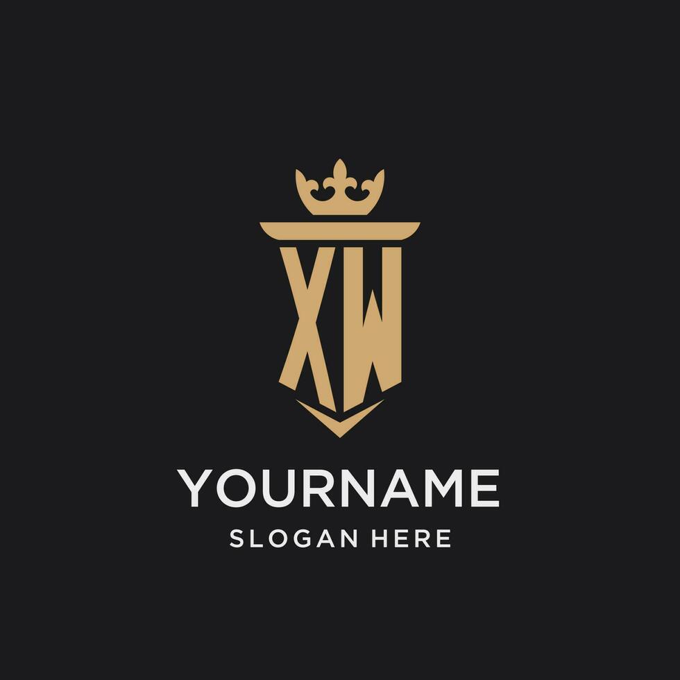 XW monogram with medieval style, luxury and elegant initial logo design vector