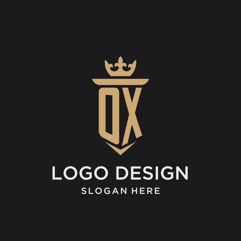 OX monogram with medieval style, luxury and elegant initial logo design vector