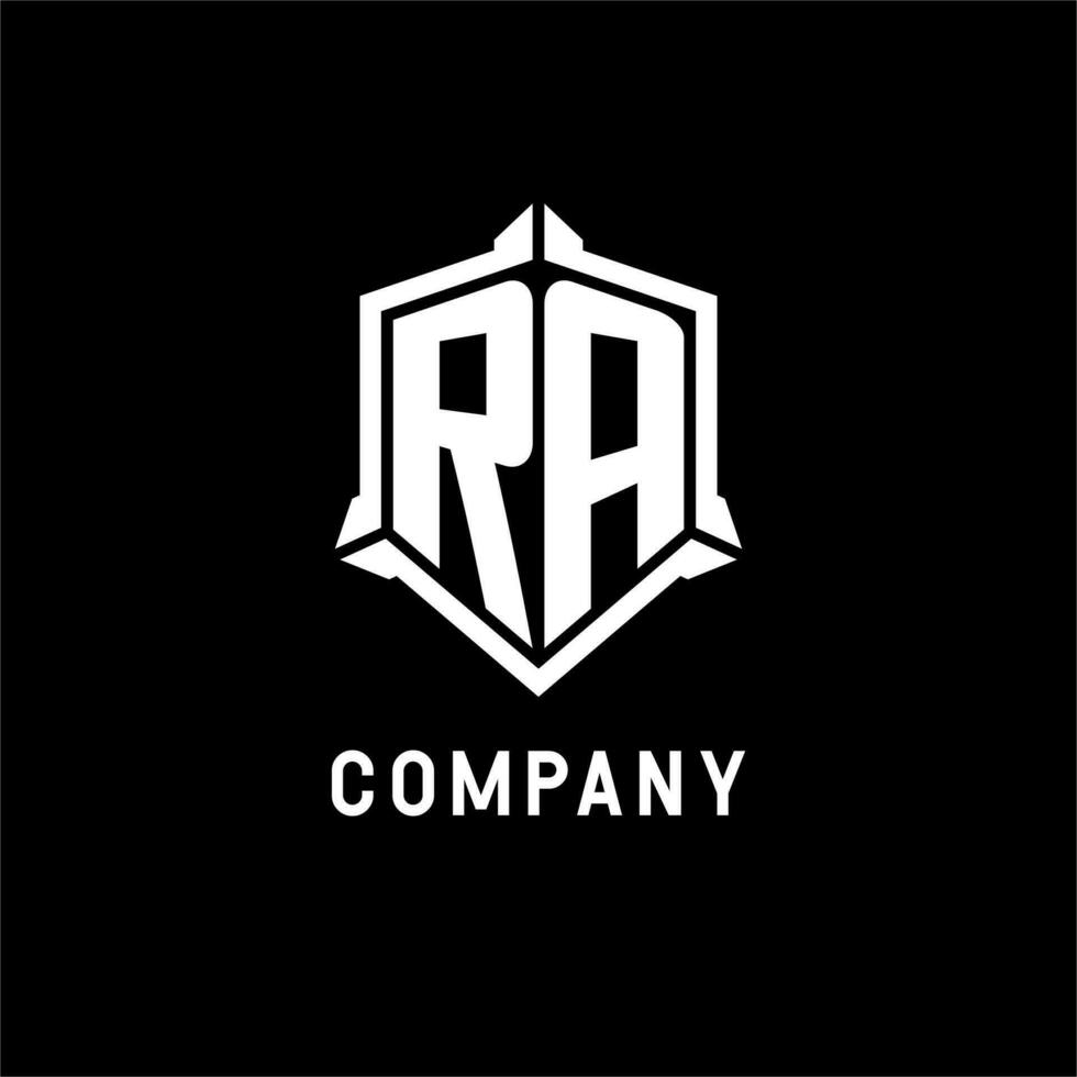 RA logo initial with shield shape design style vector