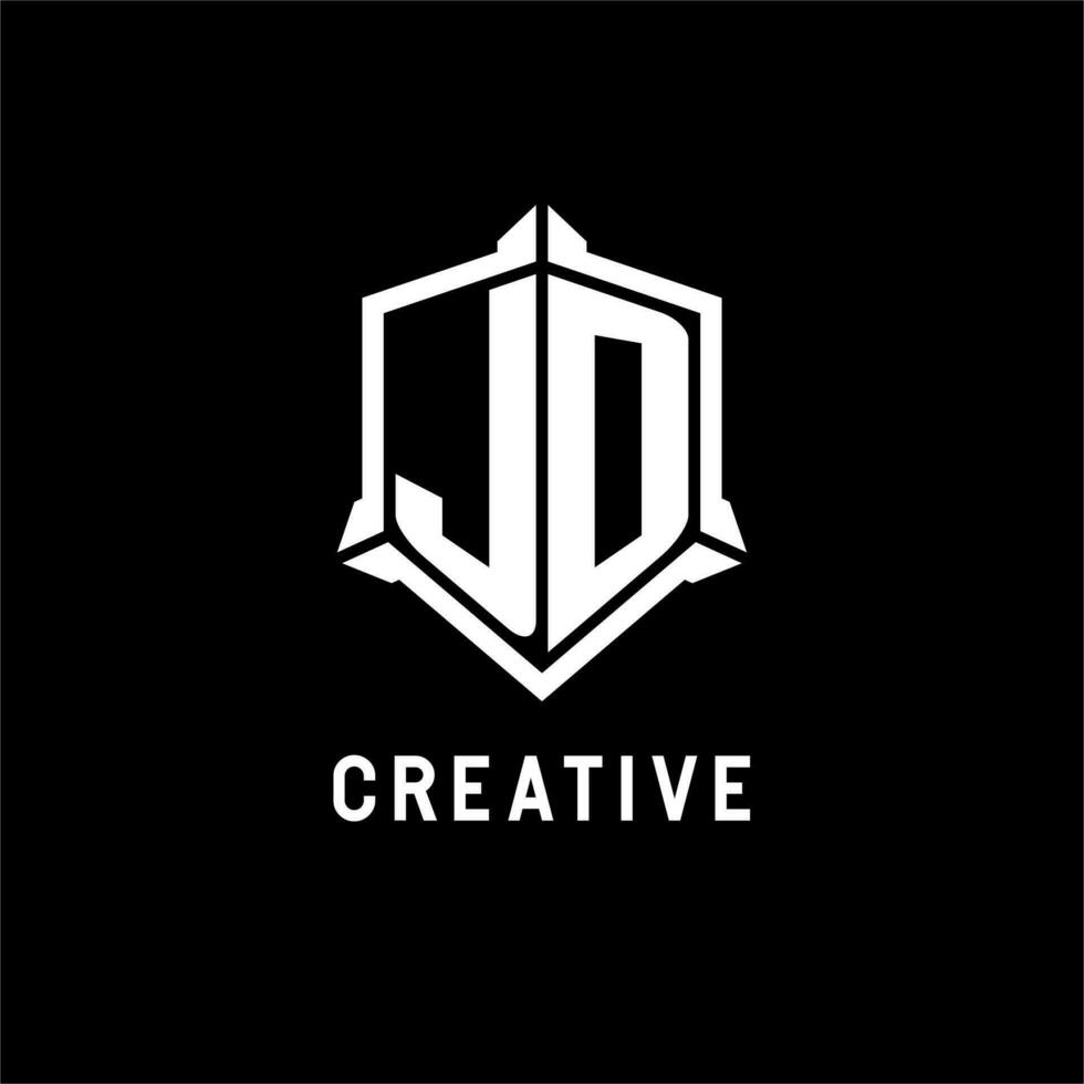 JD logo initial with shield shape design style vector