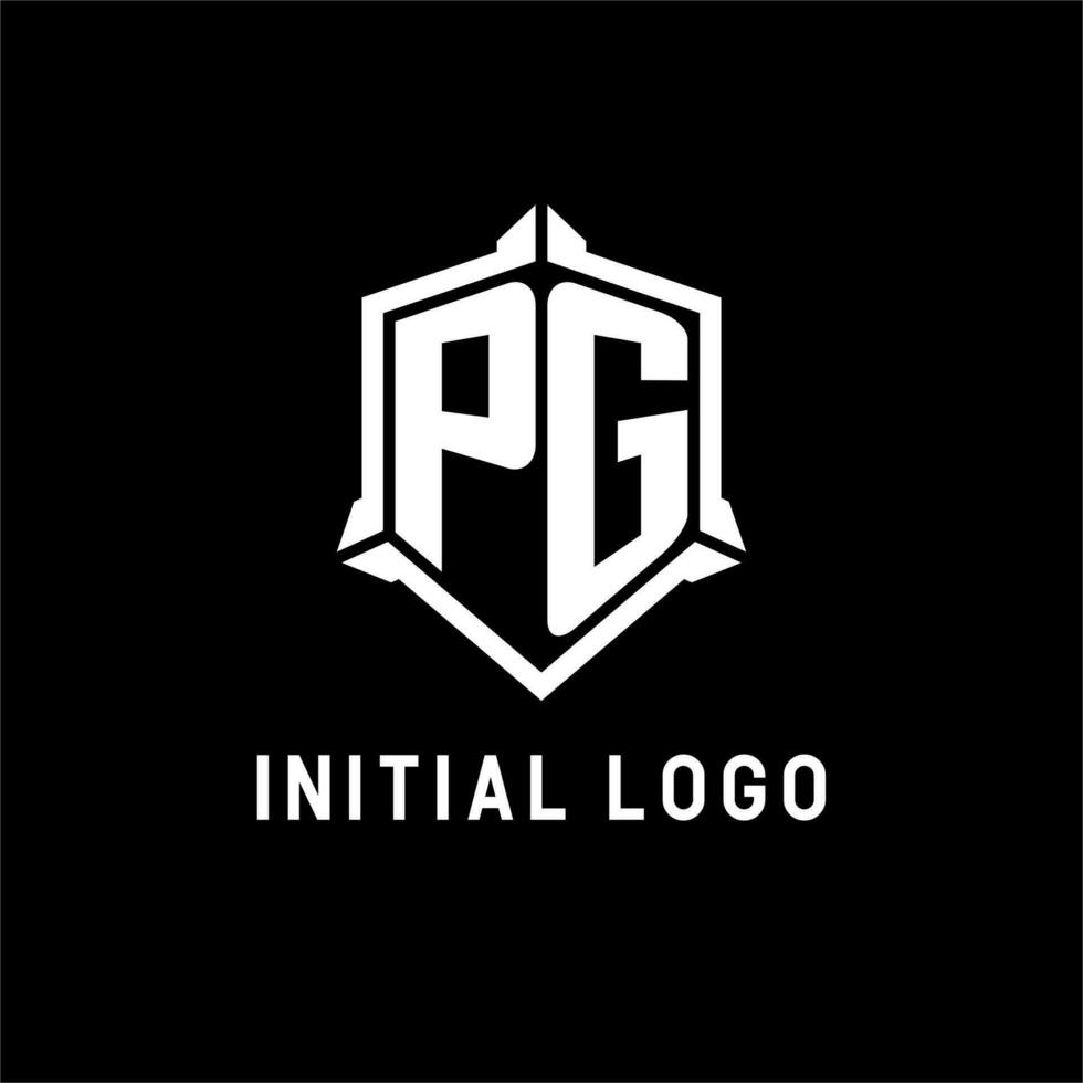 pg logo inicial con proteger forma diseño estilo vector