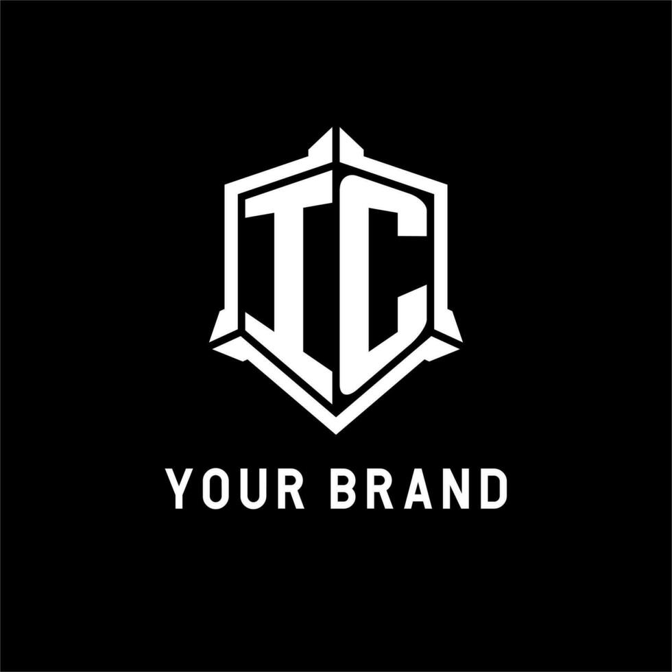 ic logo inicial con proteger forma diseño estilo vector