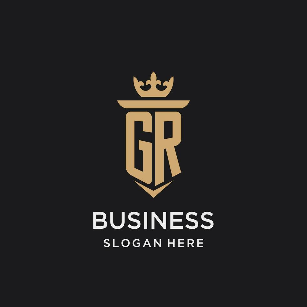 GR monogram with medieval style, luxury and elegant initial logo design vector