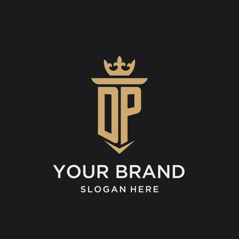 DP monogram with medieval style, luxury and elegant initial logo design vector