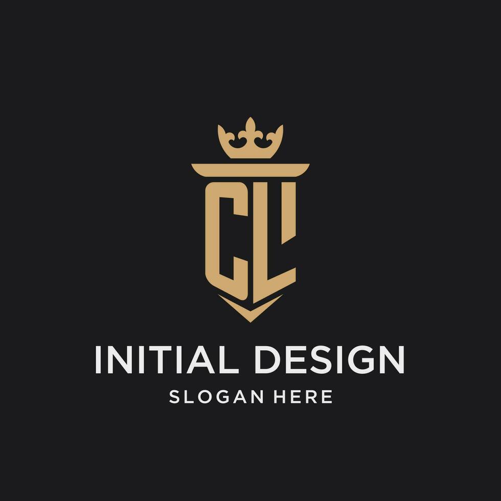 CL monogram with medieval style, luxury and elegant initial logo design vector