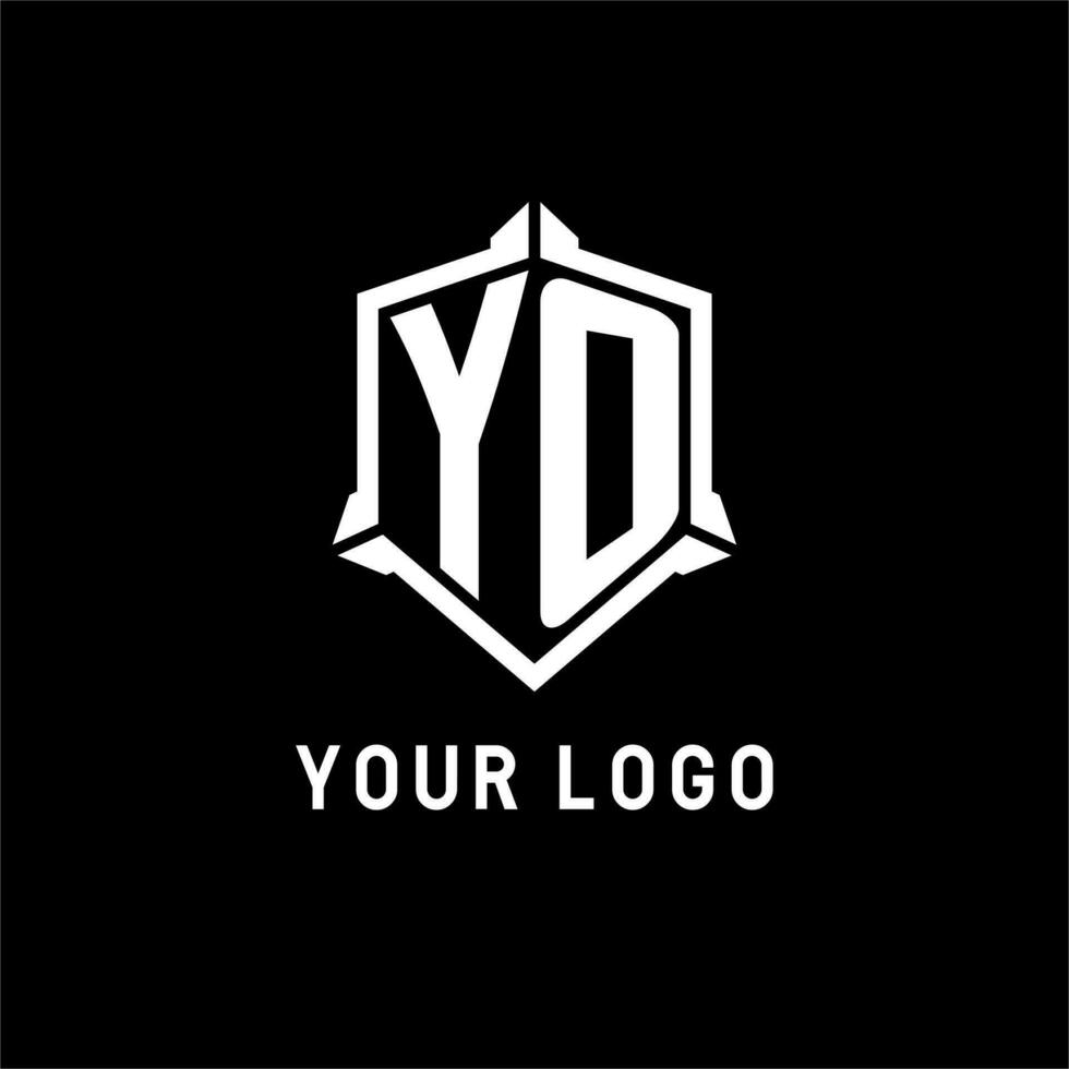 YO logo initial with shield shape design style vector