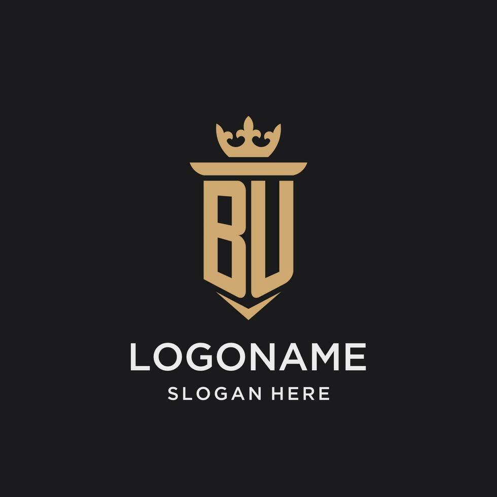 BU monogram with medieval style, luxury and elegant initial logo design vector